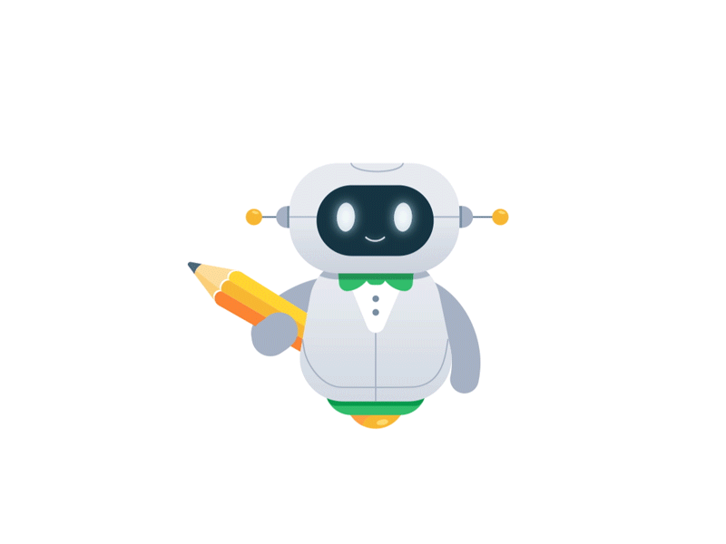 Robot animado de DREW trabajando en el sitio
